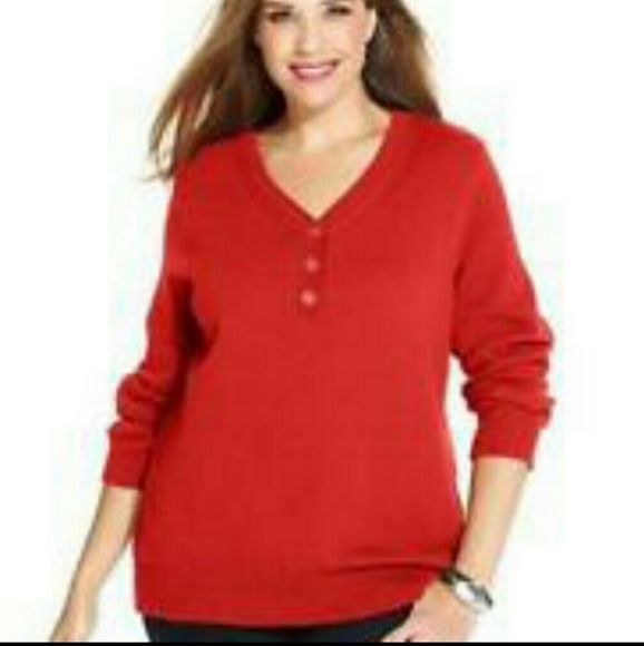 Karen Scott Sweaters - New 3X V neck purple pizaaz sweater